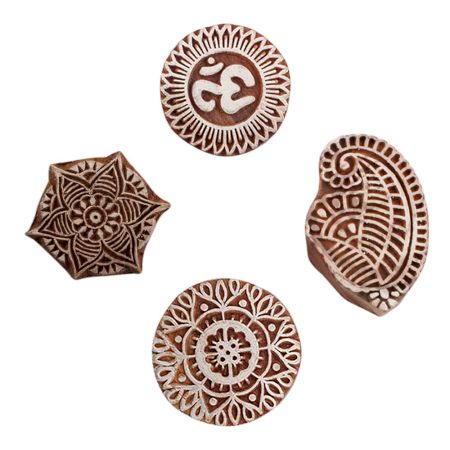 Set of 4 Piece New Mix Wooden Printing Blocks